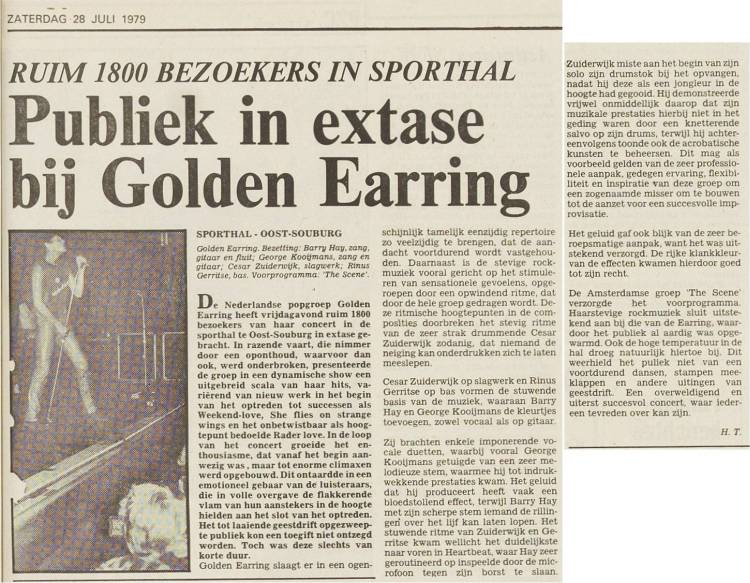 Golden Earring show review July 27 1979 Source PZC Newspaper July 28 1979